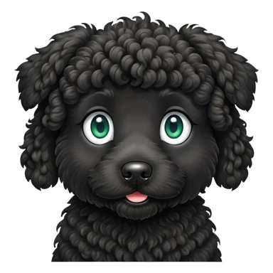 Black doodle dog with blue green eyes sticker