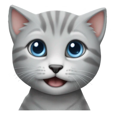 blue eyes grey kitten bites hand  sticker