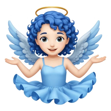 A playful angel girl with short blue curls, fluttering tiny wings as she floats.







 sticker