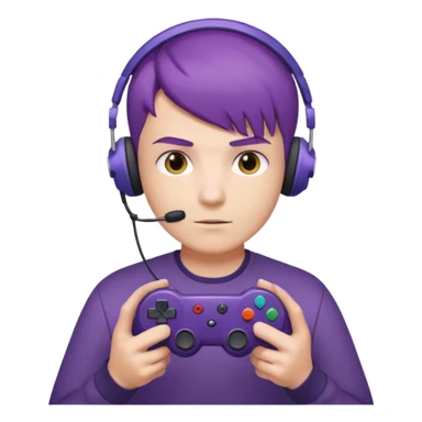 colored purple short male hair gamer game pad controller sticker