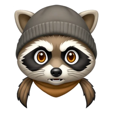 Angry Raccoon bandit with beanie hat sticker