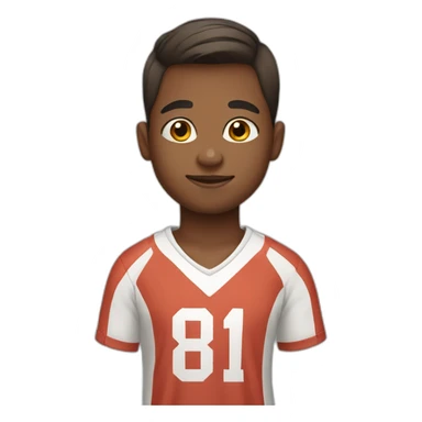 Boy with bun in a football shirt sticker