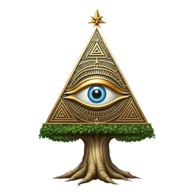 Annunaki tree from Garden of eden, that is actually a ancient tech antenna with illuminati all seeing eye in traingle symbol at the top sticker