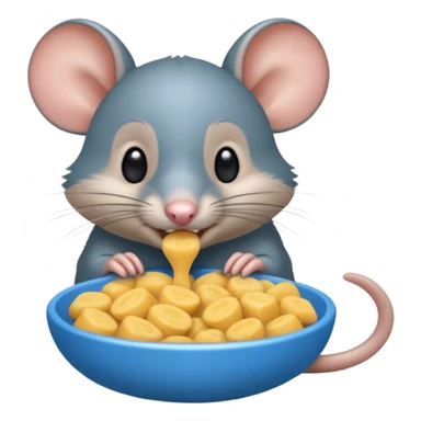 raton gris comiendo gomita redonda azul sticker