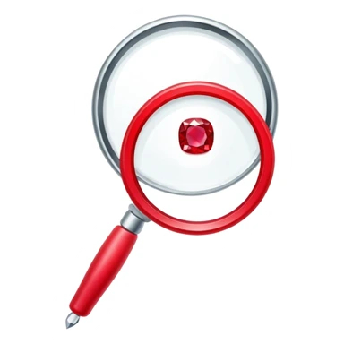 Jewelry art icon, ruby ring viewed through a magnifying glass, pliers beside, minimalistic style, clean lines, transparent background. sticker