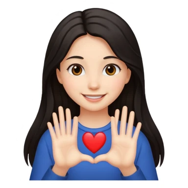 girl with dark long hair heart hands sticker
