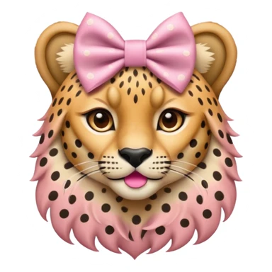 Cheetah wearing a light pink bow sticker