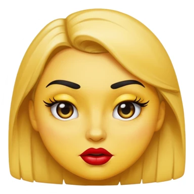 classic round yellow emoji face, bratty mean girl expression, thick lashes, glossy lips, side-eye smirk, dramatic eye makeup, sassy attitude, cartoon style, no body sticker