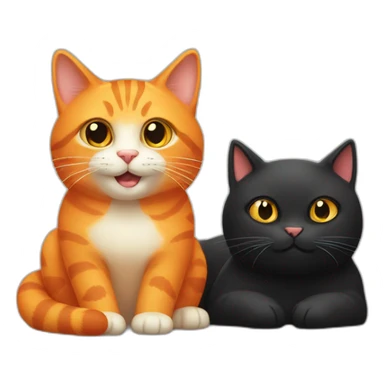 One orange cat and one black cat being happy sticker