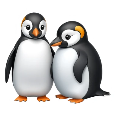 Penguin couple cuddling for warmth sticker