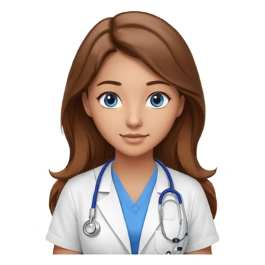 inside a classroom at university that says nursing school on the board with a pretty female nursing student with long brown hair, blue eyes sticker