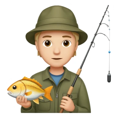 a man holding a fishing rod sticker