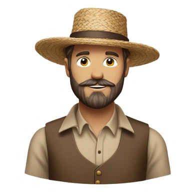amish brown straw hat and small beard without mustache white skin brown button down shirt half body holding a hammerone photo  sticker