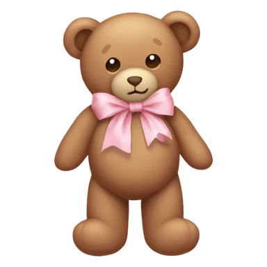 light brown teddy bear with a light pink ribbon bow aesthetic sticker