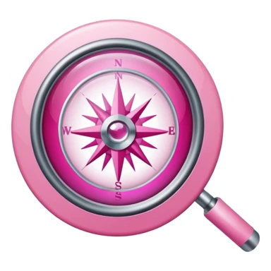 mix light pink dark pink and white girly internet compass logo with a magnifying glass sticker