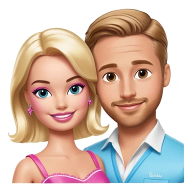 Margot Robbie and Ryan Gosling as Barbie and Ken sticker