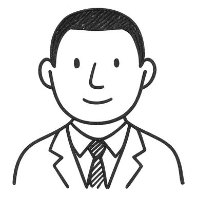 avatar image of a business man with black, very short hair cut, hand drawn outline style sticker