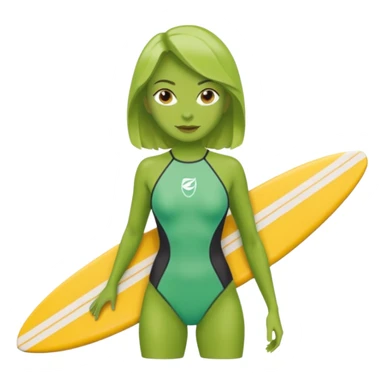  green skin woman with surfboard sticker