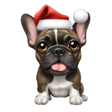 Brindle French bulldog with christmas hat sticker