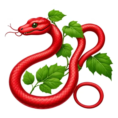 Japanese snake gourd (Karasu Uri) with distinctive bright red fruit and green leaves, traditional Japanese folk motif sticker