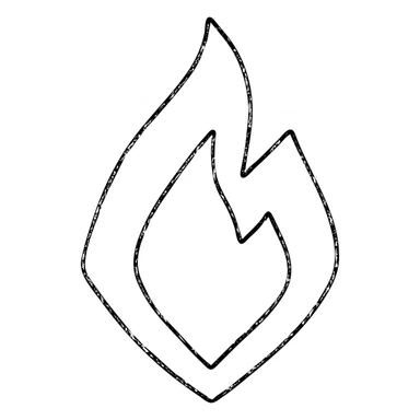 abstract flame shape, geometric, hand-drawn outline icon sticker