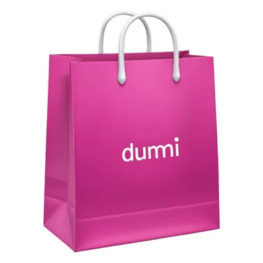 Fuchsia pink paper bag with white handles, repeating DRUNI  in light pink and a large vertical 'DRUNI' in bold white letters in the center, iOS emoji style, shiny and realistic. sticker