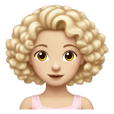 little girl with pale skin curly blonde hair and brown eyes wearing a light pink ballet outfit  sticker