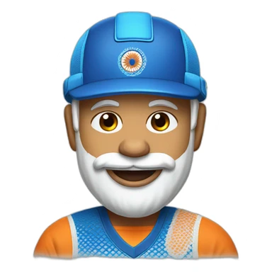 narendra modi in blue indian cricket team jersey with tongue out sticker