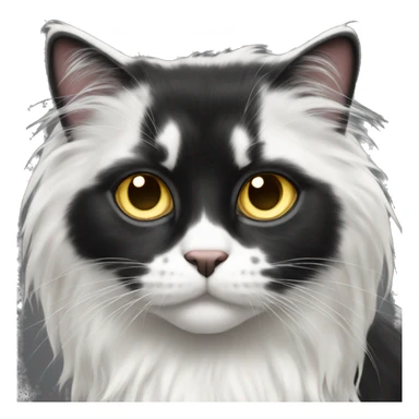 black and white cat long haired sticker
