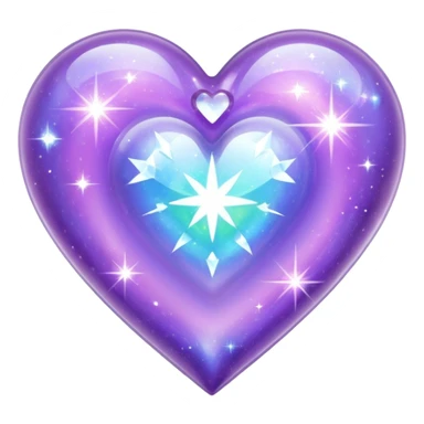sparkly glossy pastel purple iridescent glass crystal nebula glass heart sticker