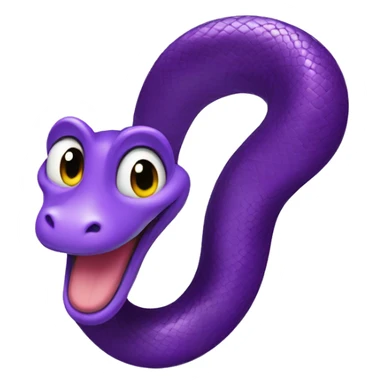 A purple snake smiling brightly, cheerful expression. sticker