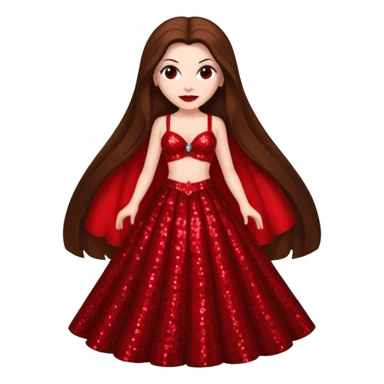 Countess Dracula with long brown hair, red sequin bra, red sequin long skirt  sticker