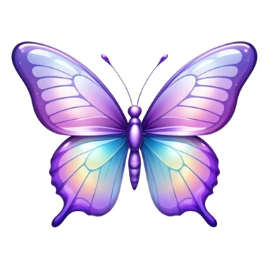 Sparkly Pastel purple-gradient iridescent glass butterfly sticker