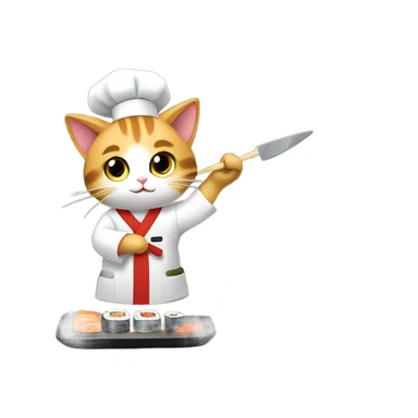 Cat as a sushi chef sticker