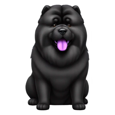 Full body black Chow chow with purple tongue, photorealistic 4k sticker