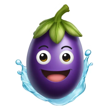 Egg plant with water sticker