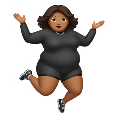 Black obesity lady jumping  sticker