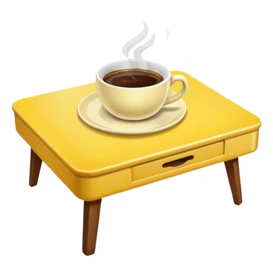 yellow coffe table, coffee on top
 sticker