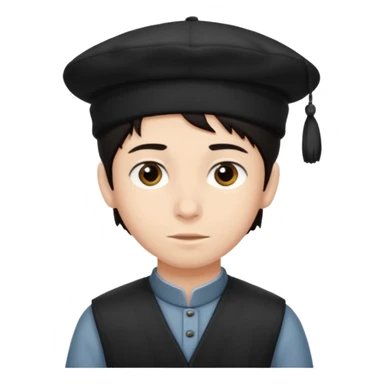 young boy dark hair with yalmulke on with sidelocks sticker