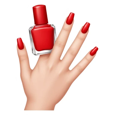 hand with painted nails and nail polish bottle sticker