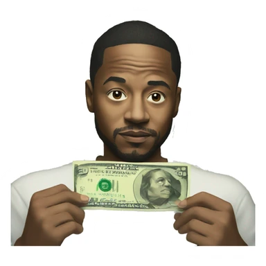 Kendrick Lamar holding money sticker