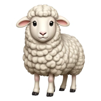 cinematic-[realistic sheep]-realistic-full-body-standing-emoji,-tail-flicking-lazily,-head-tilted-dramatically,-curly-[white]-fur,-simplified-yet-realistic-focused-features,-highly-detailed,-glowing-with-an-almost-sarcastic-glow sticker