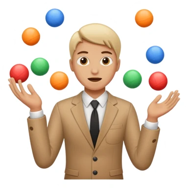 an emoji that depicts a product manager juggling work while mildly panicked and gender neutral  sticker
