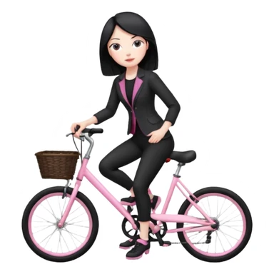 Bicycles Ergonomic bicycle of gym: seated white woman with hair black clothes pink sticker