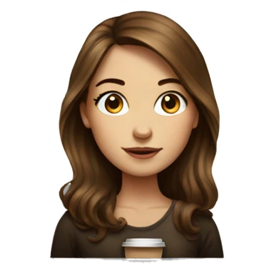 realistic portrait of brown-haired girl MacBook coffee  sticker