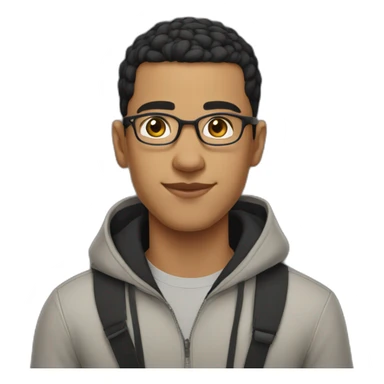 Young man from moroccan with glasses, black hair (buzz cut), looking majestic sticker
