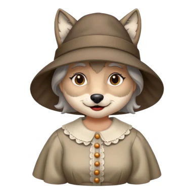 The big bad wolf is wearing Grandma's clothes and a hat, yet its face still looks like a wolf's. sticker