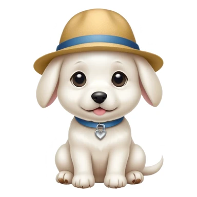 White puppy wearing a hat sticker