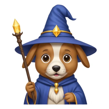 Dog with a wizard hat and wand sticker