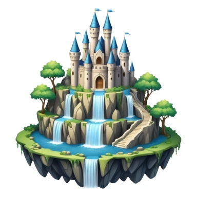 Fantasy castle on a floating island with waterfalls sticker